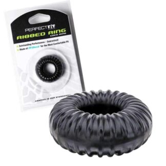 PerfectFit Ribbed Cock Ring Black