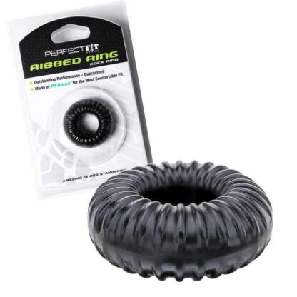 PerfectFit Ribbed Cock Ring Black